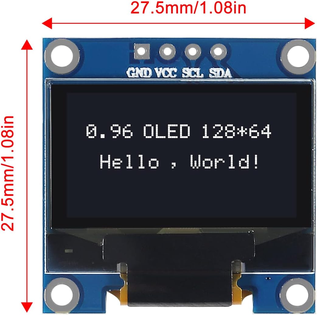 0.96" OLED I2C Display Module 128x64 SSD1306 for Arduino Raspberry Pi – 4-Pin