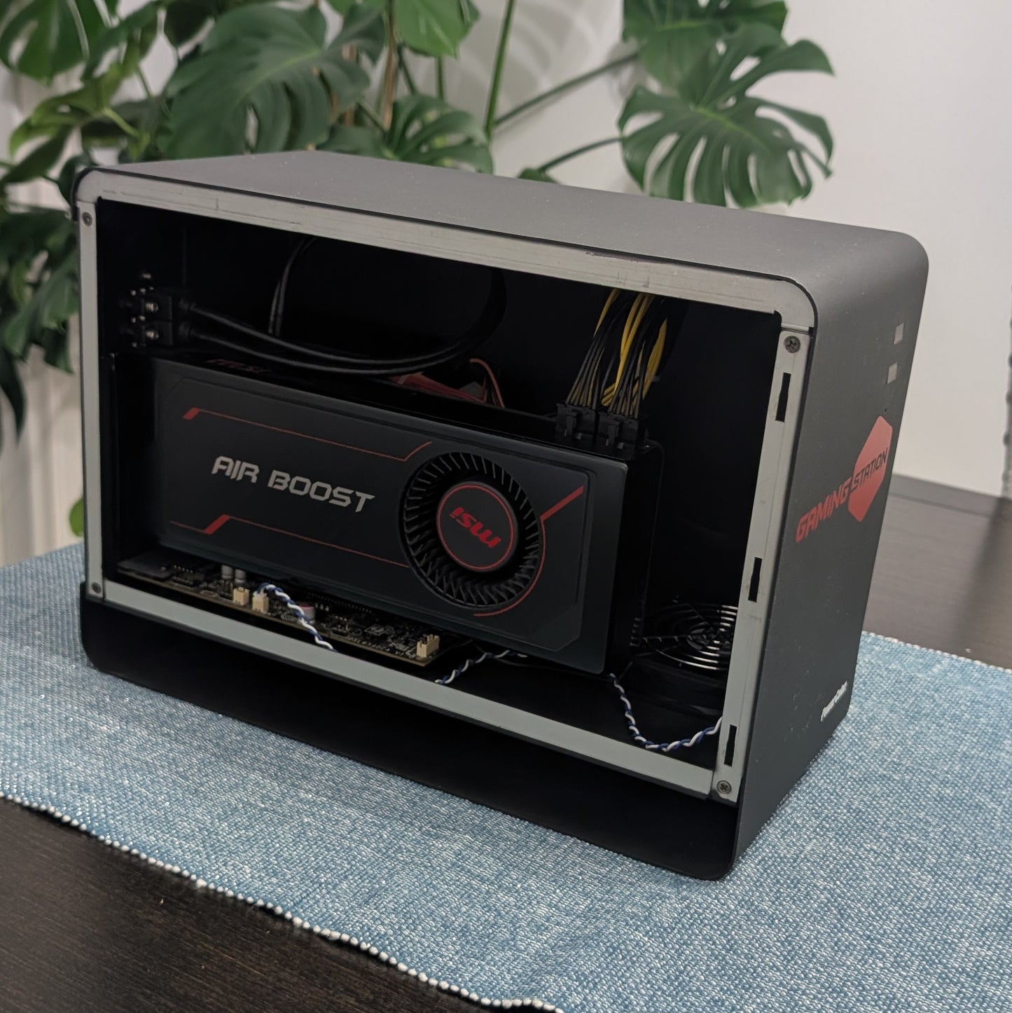PowerColor Gaming Station eGPU Enclosure w/ MSI Vega 56 OC 8GB – TB3 Cable, Power Cable, Custom USB Mount