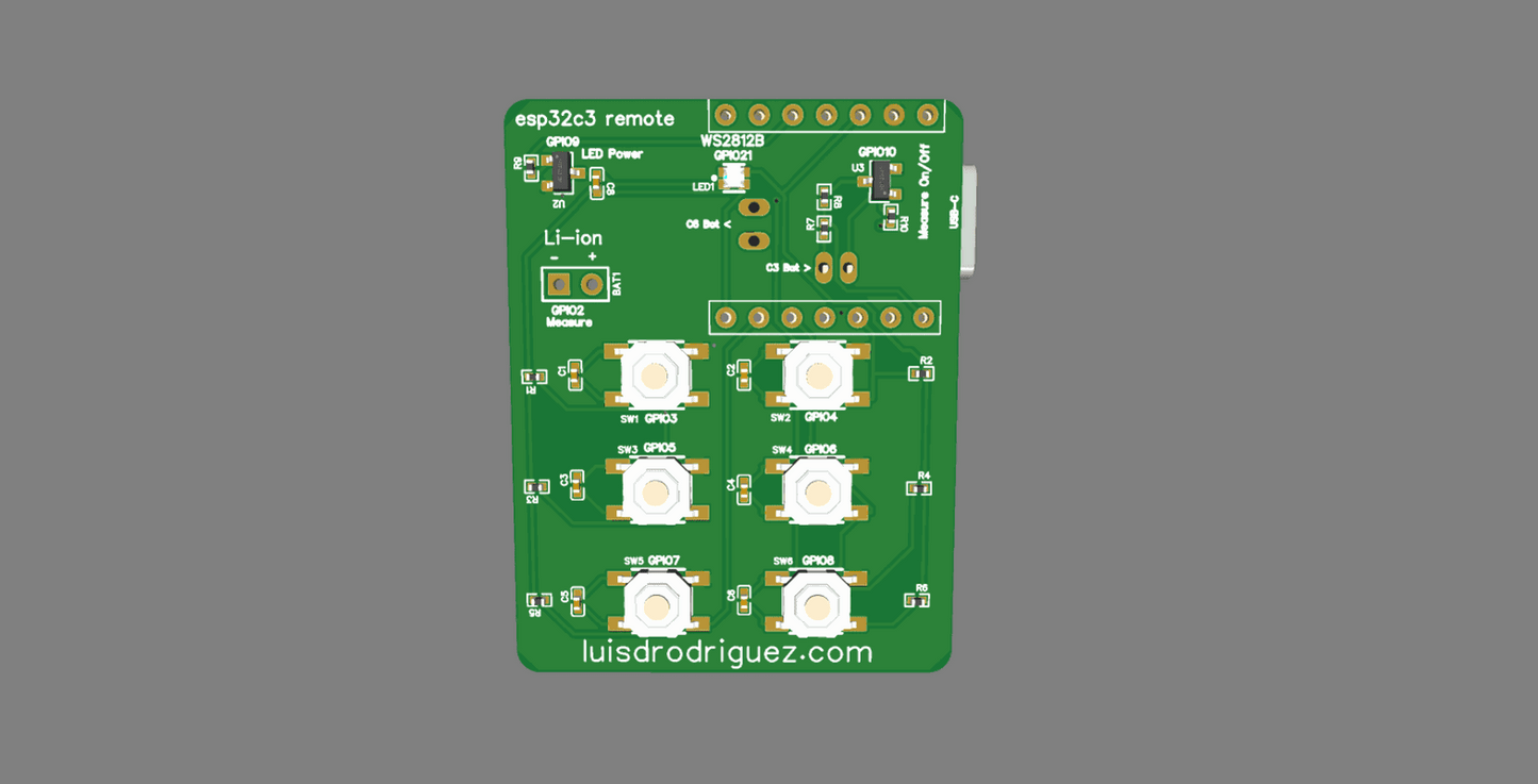 ESP32 Remote 6 Button RGB PCB