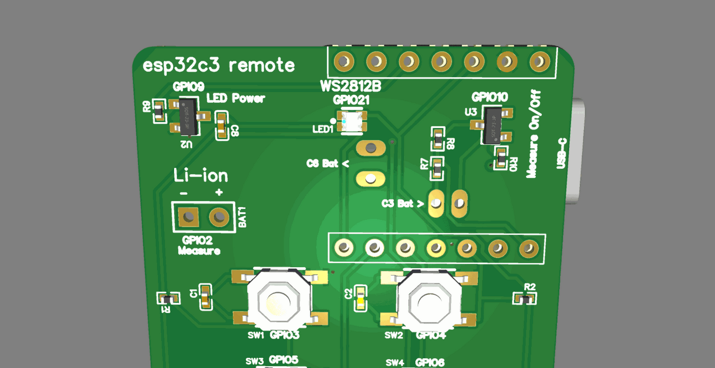 ESP32 Remote 6 Button RGB PCB