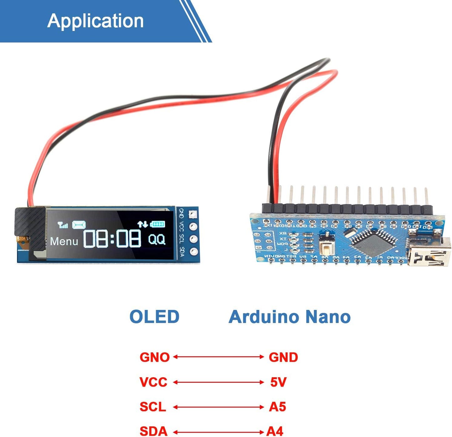 I2C Display Module 0.91 Inch I2C OLED Display Module I2C OLED Screen Driver DC 3.3V to 5V