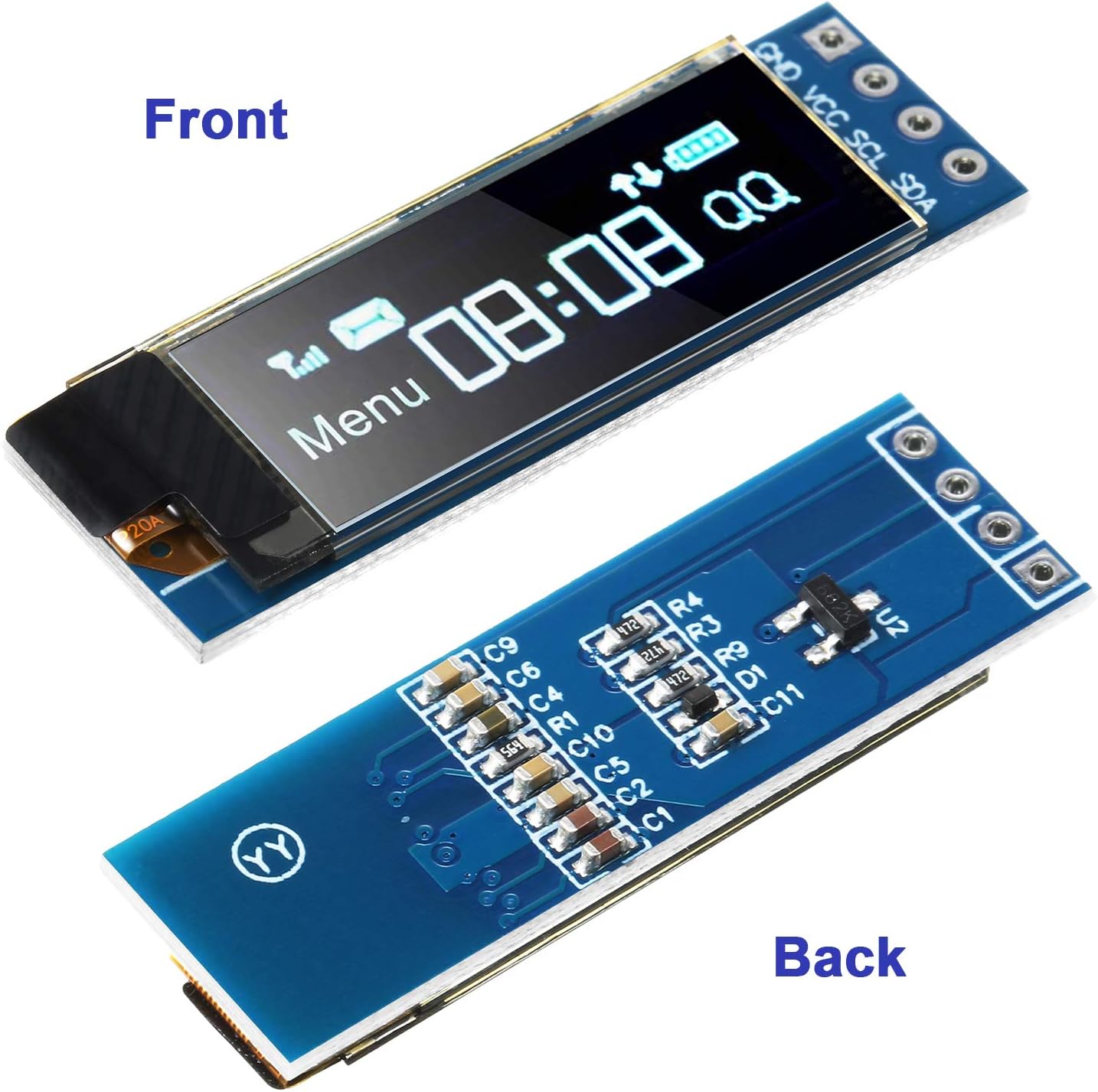 I2C Display Module 0.91 Inch I2C OLED Display Module I2C OLED Screen Driver DC 3.3V to 5V