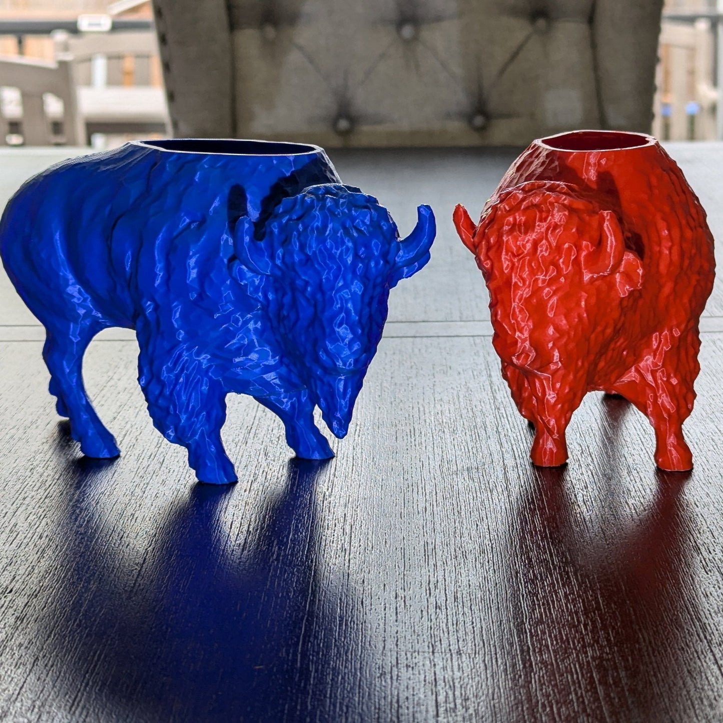 3D Printed Buffalo Planter, Red and Blue Succulent Pot, Eco-Friendly Plant Holder, Unique Home Décor Gift