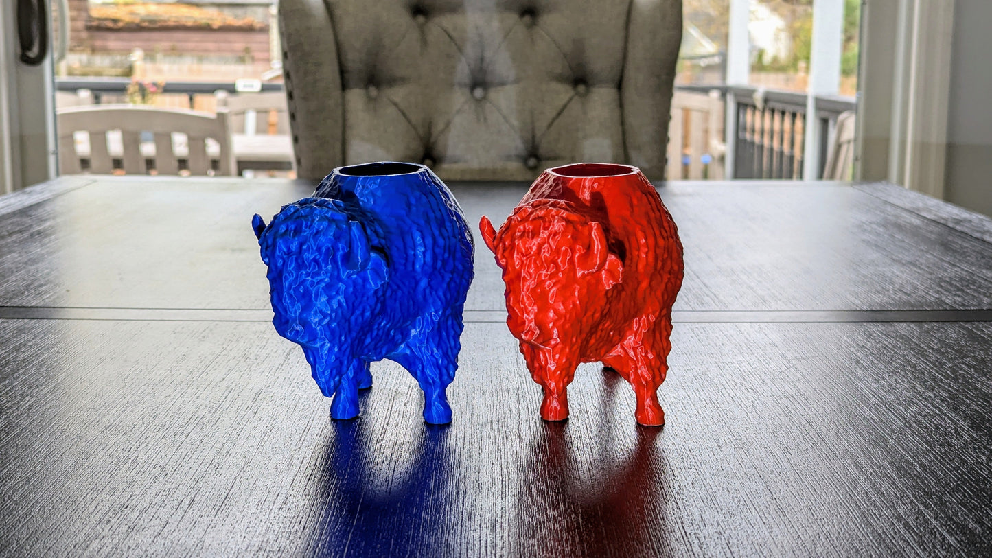 3D Printed Buffalo Planter, Red and Blue Succulent Pot, Eco-Friendly Plant Holder, Unique Home Décor Gift