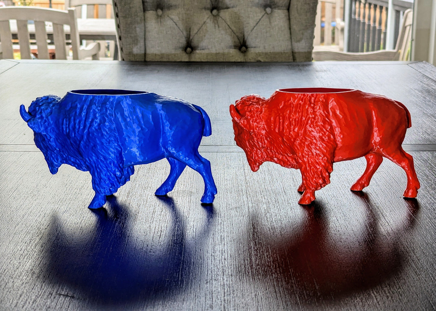 3D Printed Buffalo Planter, Red and Blue Succulent Pot, Eco-Friendly Plant Holder, Unique Home Décor Gift