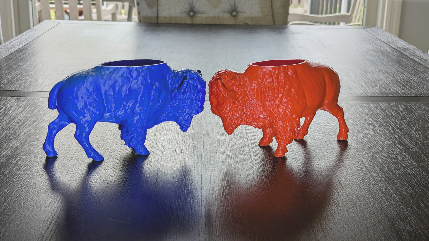 3D Printed Buffalo Planter, Red and Blue Succulent Pot, Eco-Friendly Plant Holder, Unique Home Décor Gift