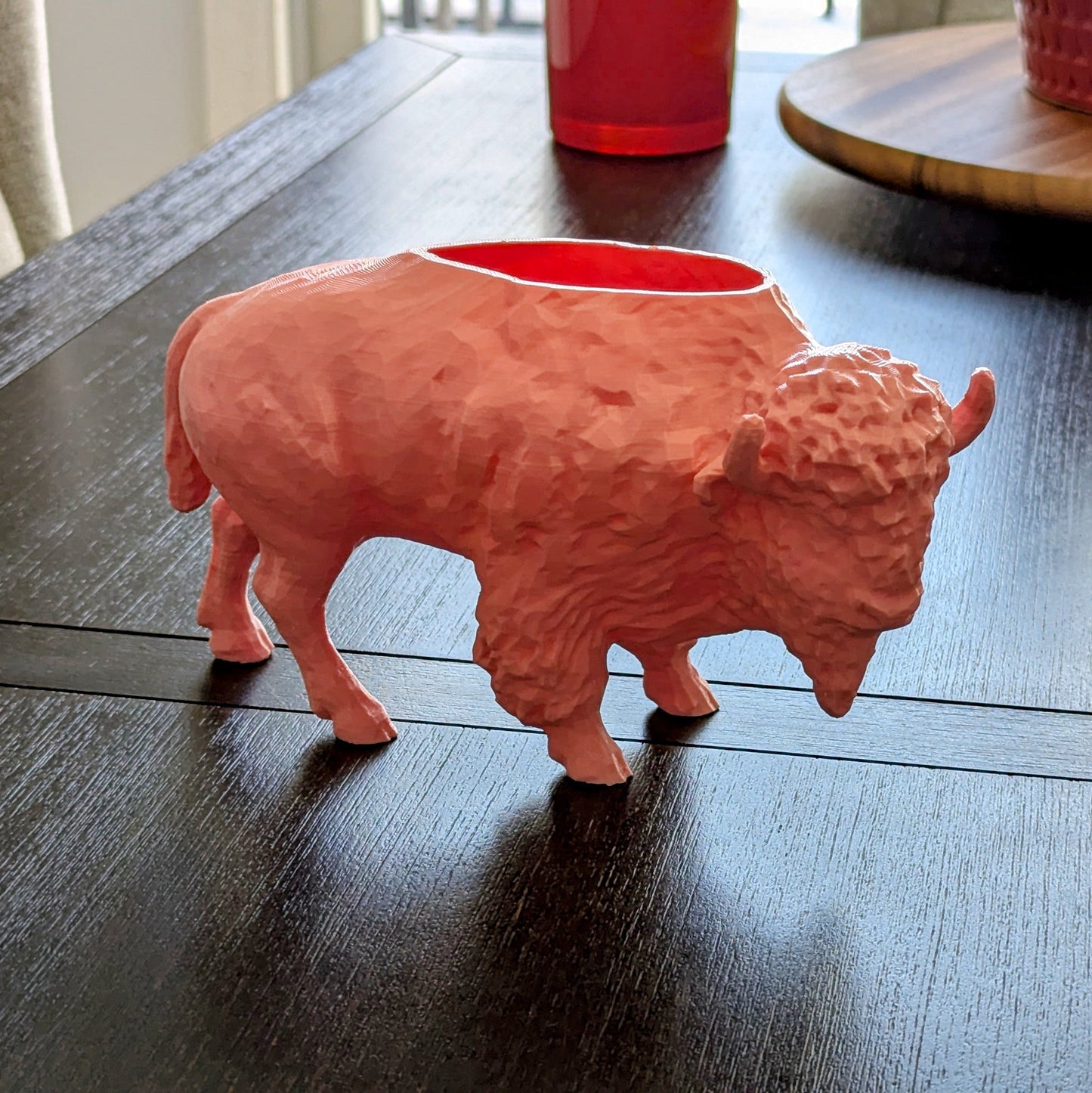 3D Printed Buffalo Planter, Red and Blue Succulent Pot, Eco-Friendly Plant Holder, Unique Home Décor Gift
