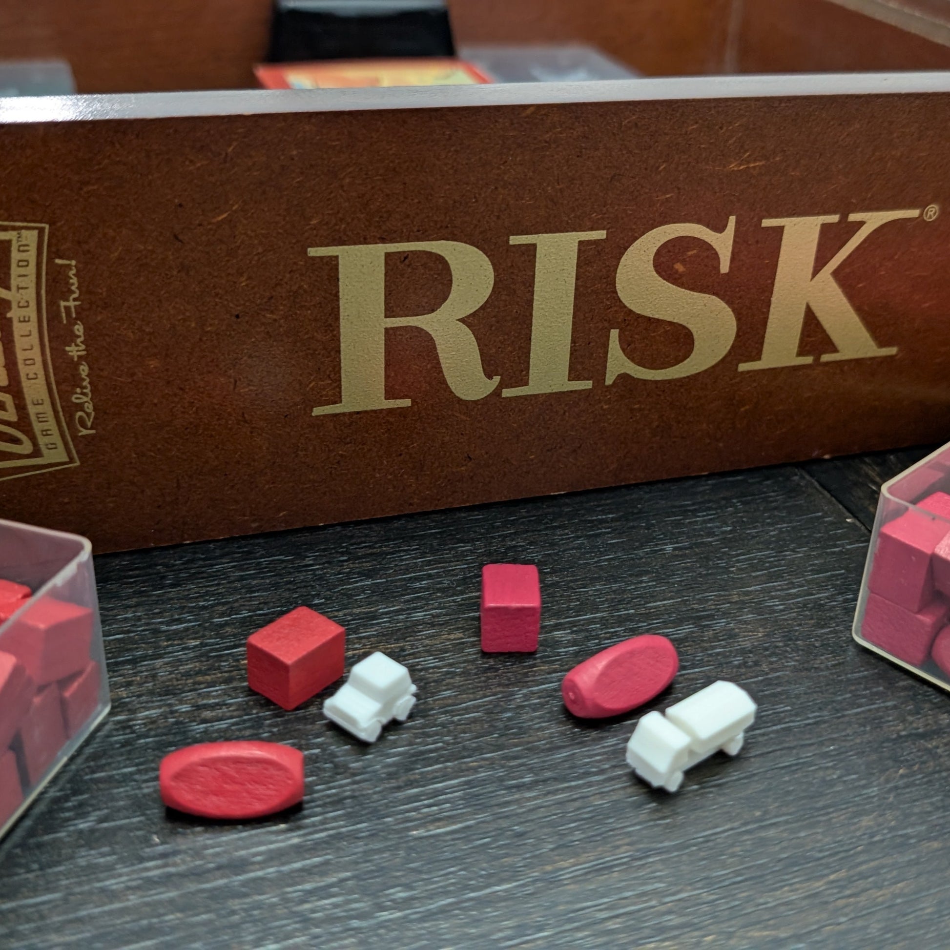 Risk Pawns in White, Next to Red original pawns