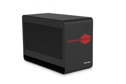PowerColor Gaming Station eGPU Enclosure w/ MSI Vega 56 OC 8GB – TB3 Cable, Power Cable, Custom USB Mount