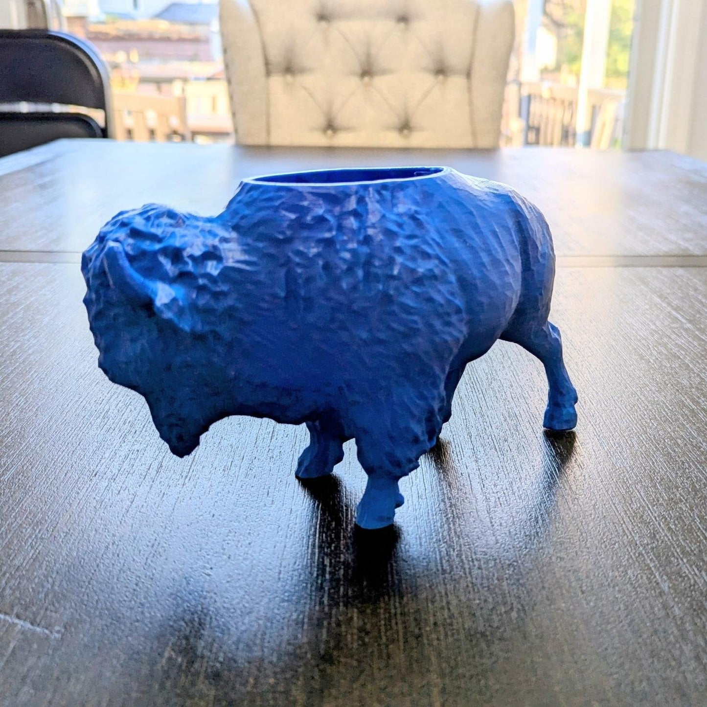 3D Printed Buffalo Planter, Red and Blue Succulent Pot, Eco-Friendly Plant Holder, Unique Home Décor Gift
